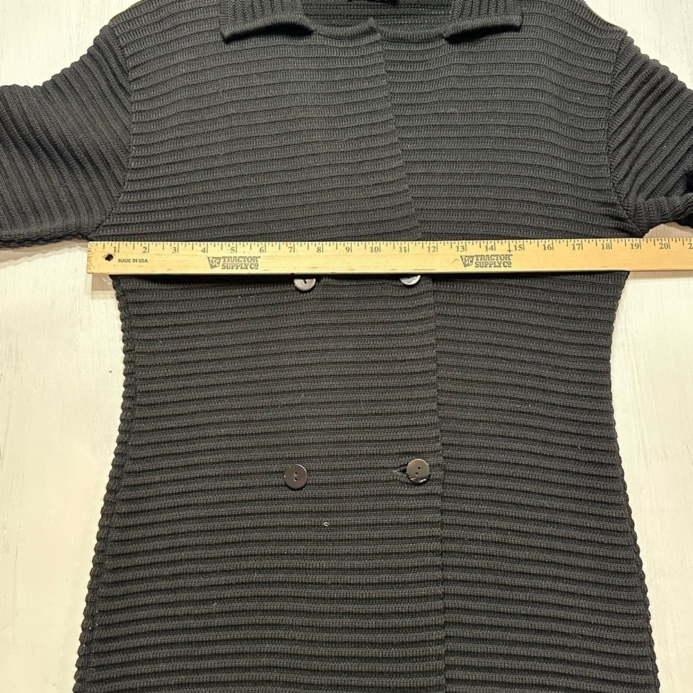 Italian Merino Wool Blend Black Knit Double Breasted Cardigan Jacket L - Picture 4 of 14